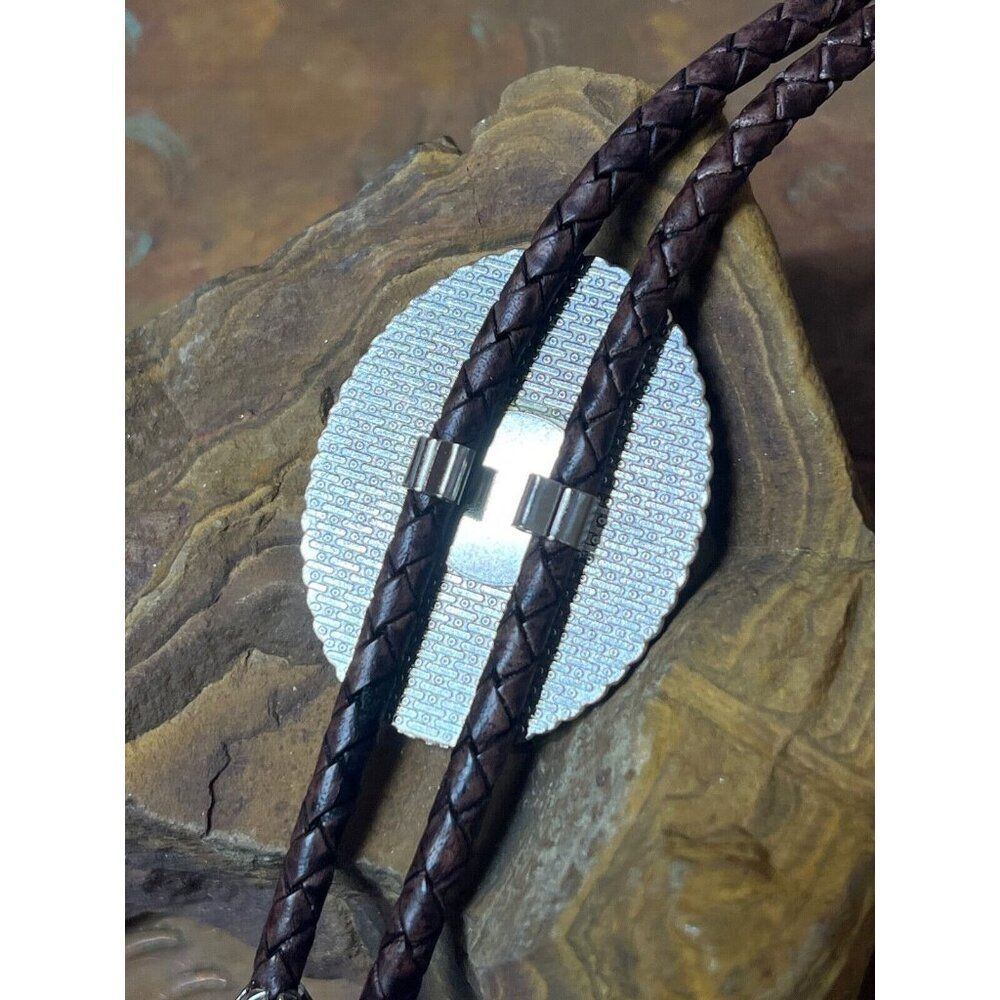 3D Amber Nature OWL Cameo Silver Lariat Black Bolo Tie Wedding Father's Day Dad - Picture 7 of 12